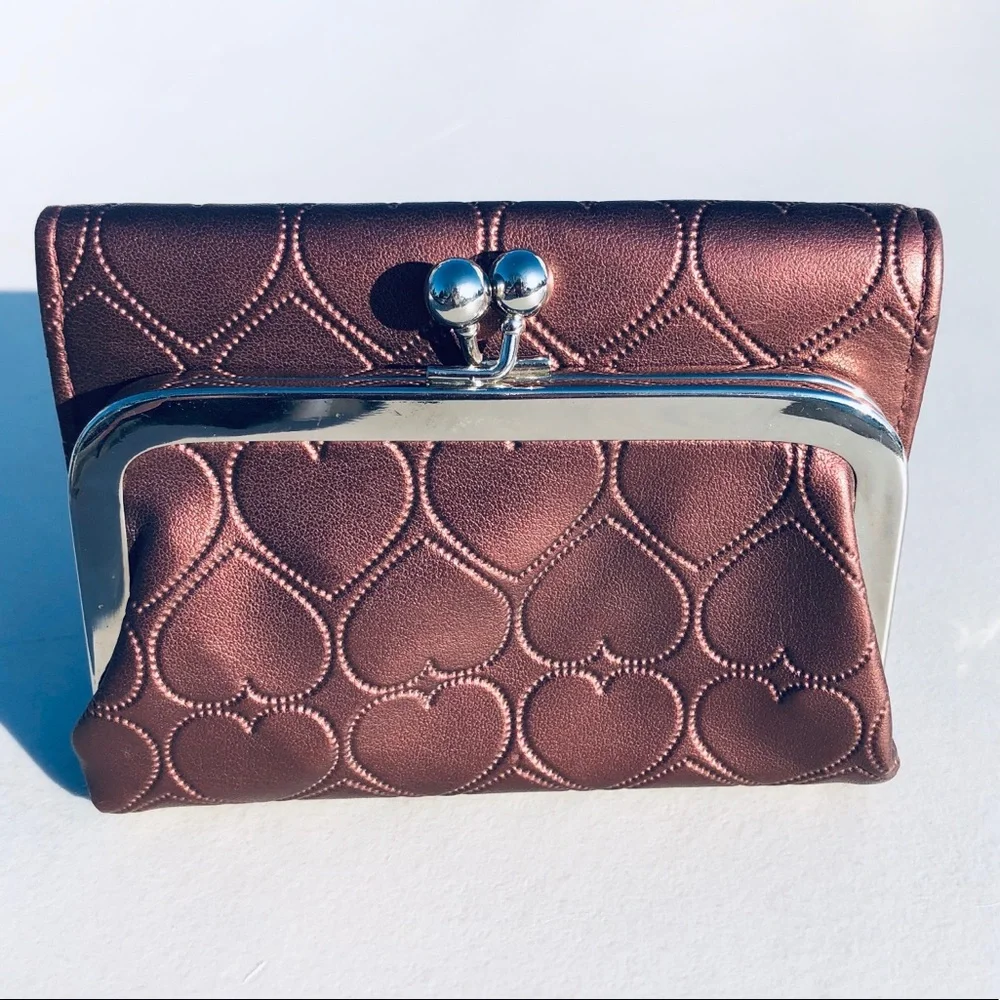 - Rose Copper Heart Tri-Fold Wallet! NEW!